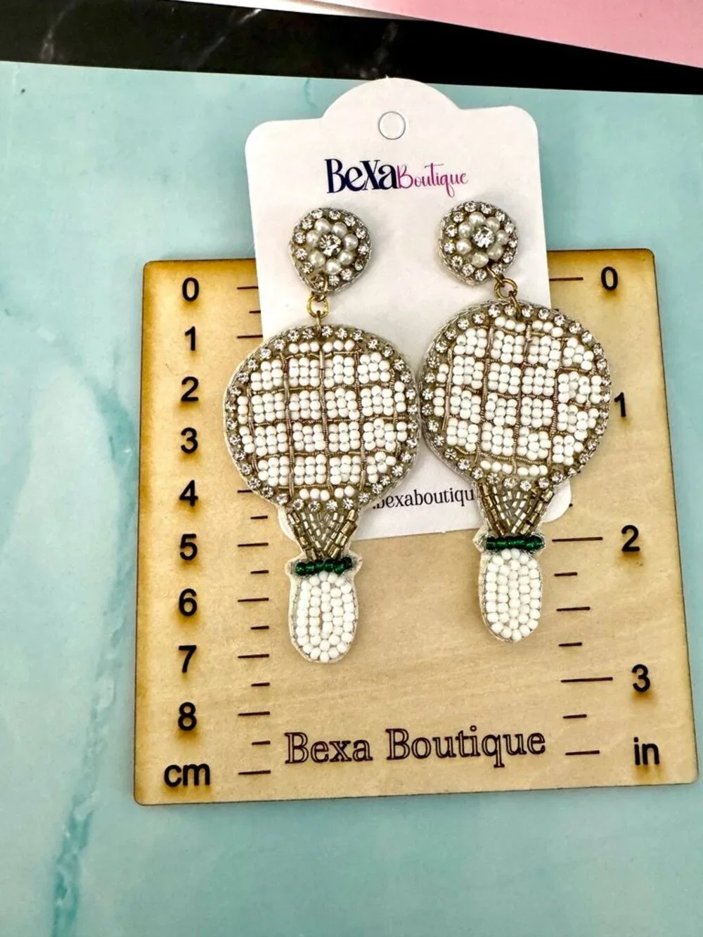 Tennis Racquet Beaded Earrings NEW